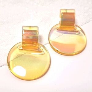 New FREE PEOPLE irradescent circle fun cute earrings | NWOT